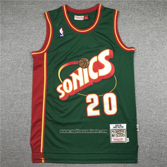Camiseta Seattle SuperSonics Gary Payton #20 Historic Retro Verde2